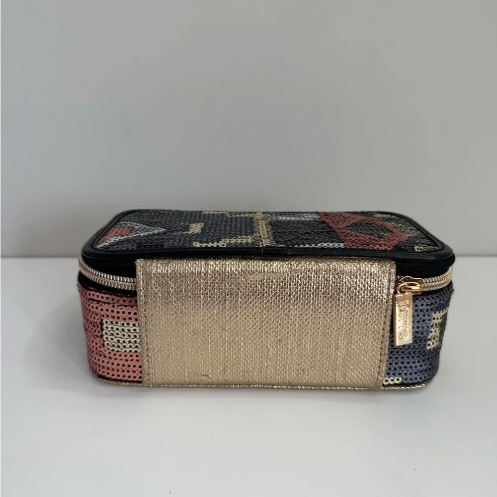 Tarte Sequin Geometric Zippered Travel Cosmetic Case